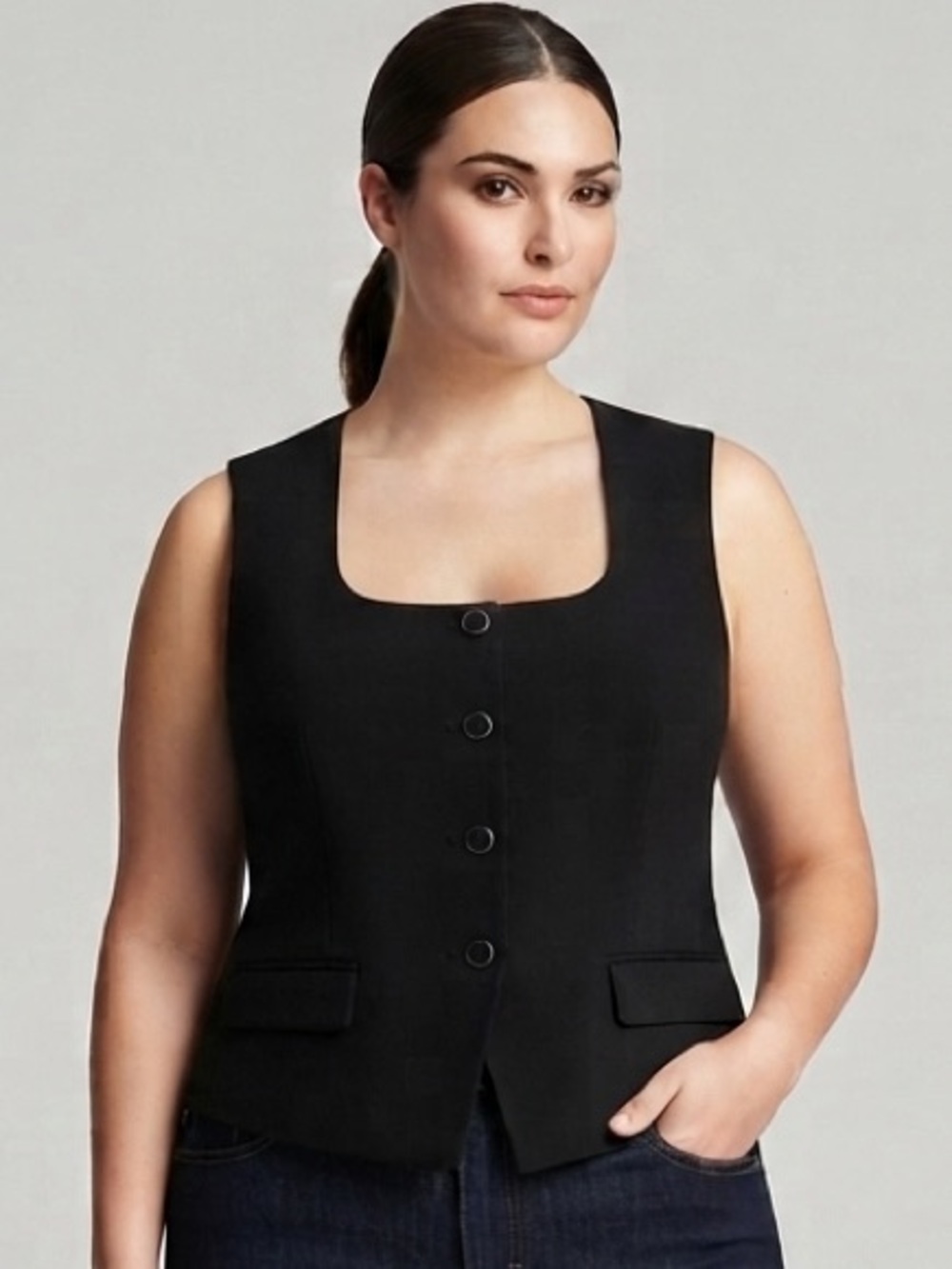 SOHO APPAREL Button Front Vest XL 22” p2p Black $60 Retail NWT